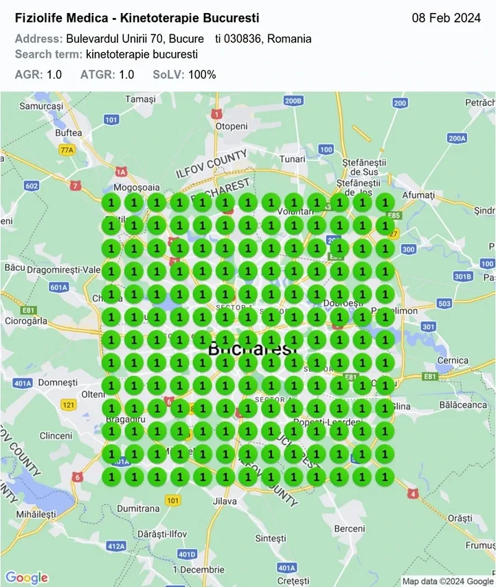 GeoGrid Fiziolife Medica după: poziția 1 în zona măsurată