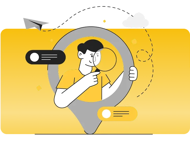 Ilustrație despre traseul unui client de la o căutare locală la contact