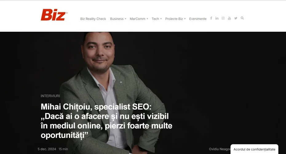 Mihai Chițoiu în Revista Biz